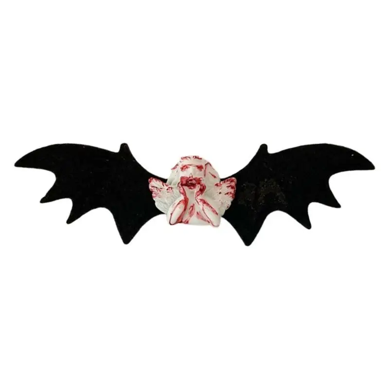 31BB Skull Bat Hair Clip Punk Angel Bat Hair Barrettes for Creative Halloween Gothic Duckbill Barrettes Clips Accessor