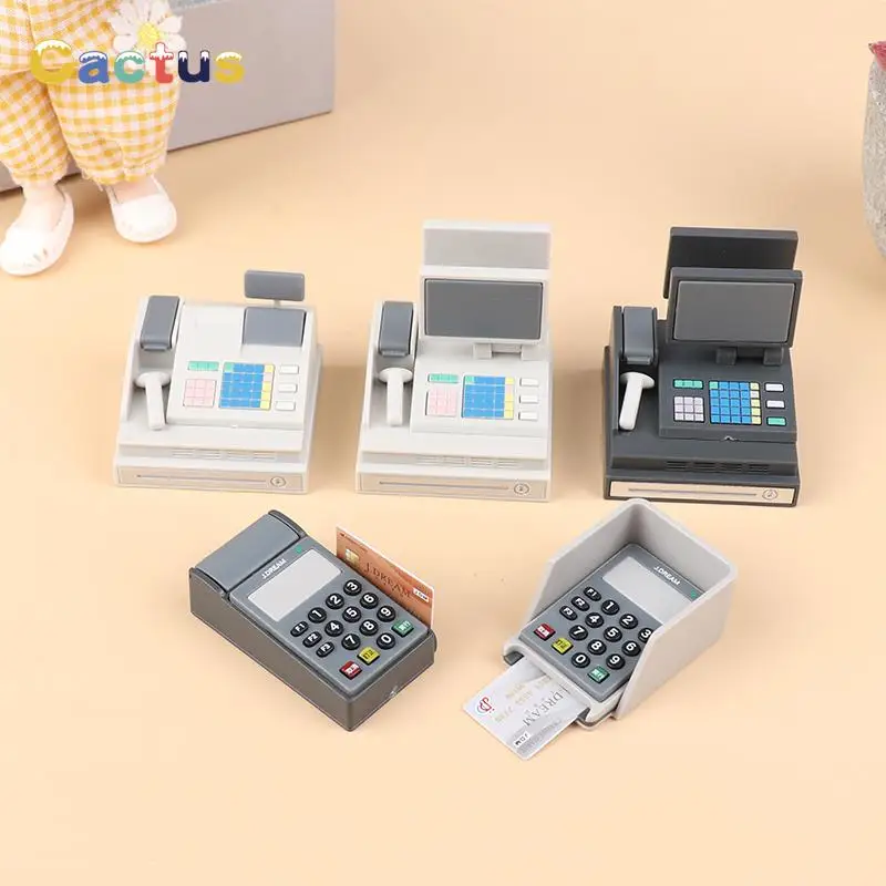

1 Set 1/12 Doll House Miniature Supermarket Store Cash Register Card Machine Scanner Model Toy Decoration
