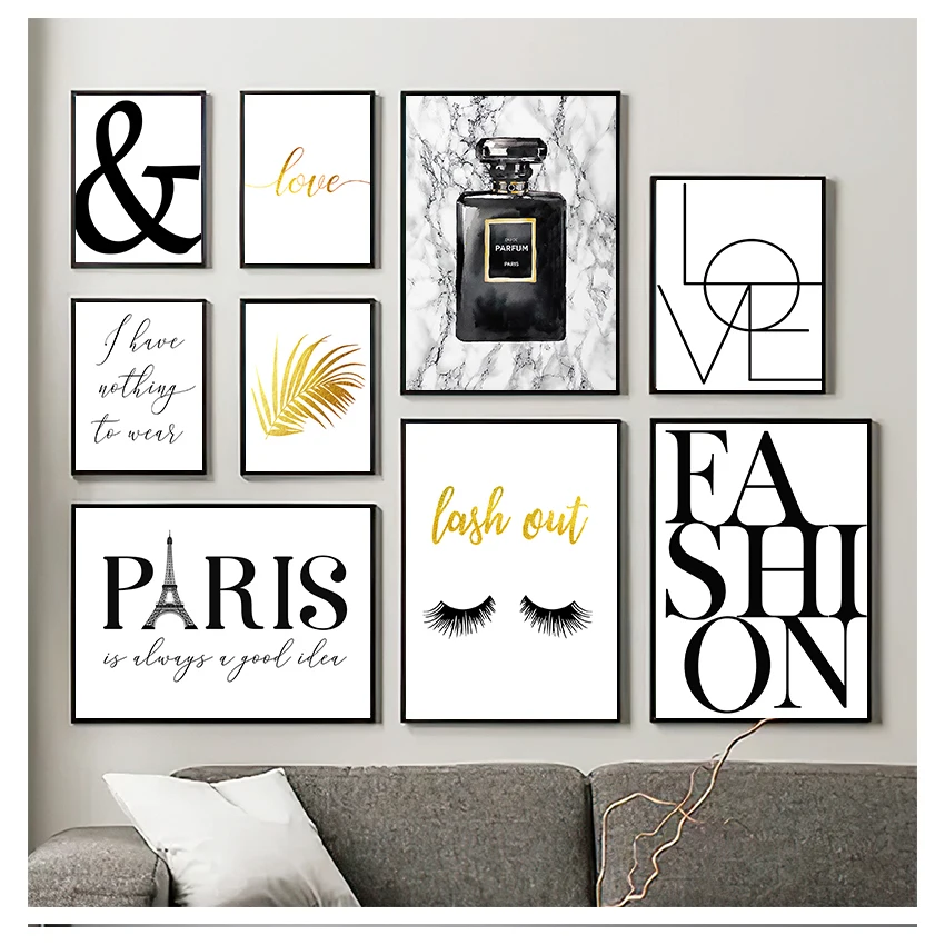 Mode Poster Minimalistischen Druck Malerei Moderne Dekoration Paris Bild Wohnzimmer Decor Schwarz und Weiß Galerie Wand Kunst