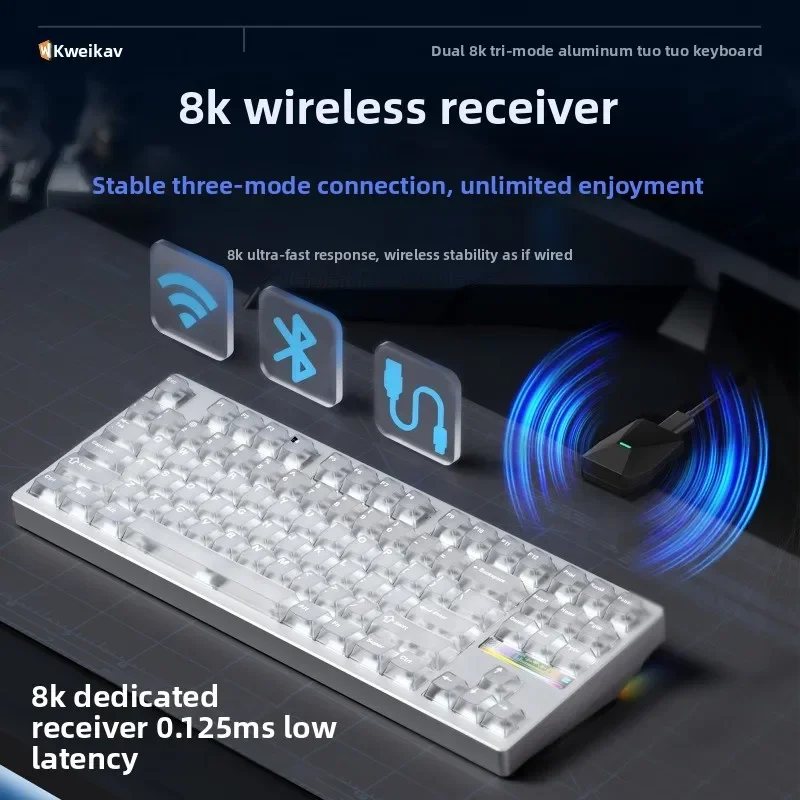 WEIKAV Nut87 Mechanical Keyboard Dual 8K Aluminum Alloy Body Magnetic Quick-release Structure Low Latency Gaming Keyboard