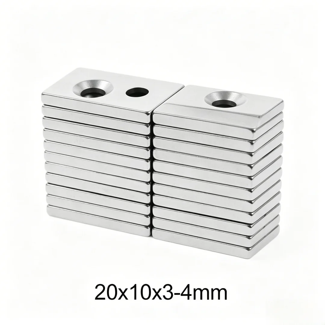 20x10x3-4 Block Powerful Magnet 4mm Sheet Magnet With Hole 20x10x3-4mm For Home Refrigerators, Offices DIY 20*10*3-4 mm