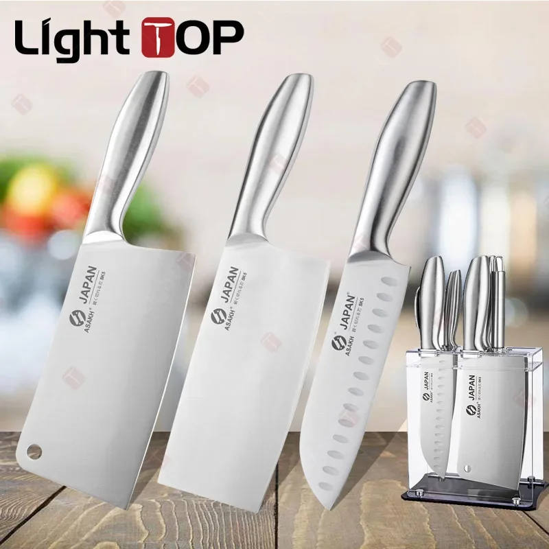 Professional Chef Knife Stainless Steel Slicing Boning Kitchen Knives Set Meat Cleaver Scissors Sharpening Kitchen Acceesories