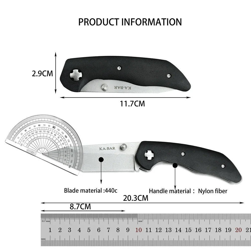 KA-BAR 7506 Jarosz Folder Pocket Folding Knife Tanto Blade Black GFN Handles Hunting Outdoor Knives Portable EDC Survival Tools