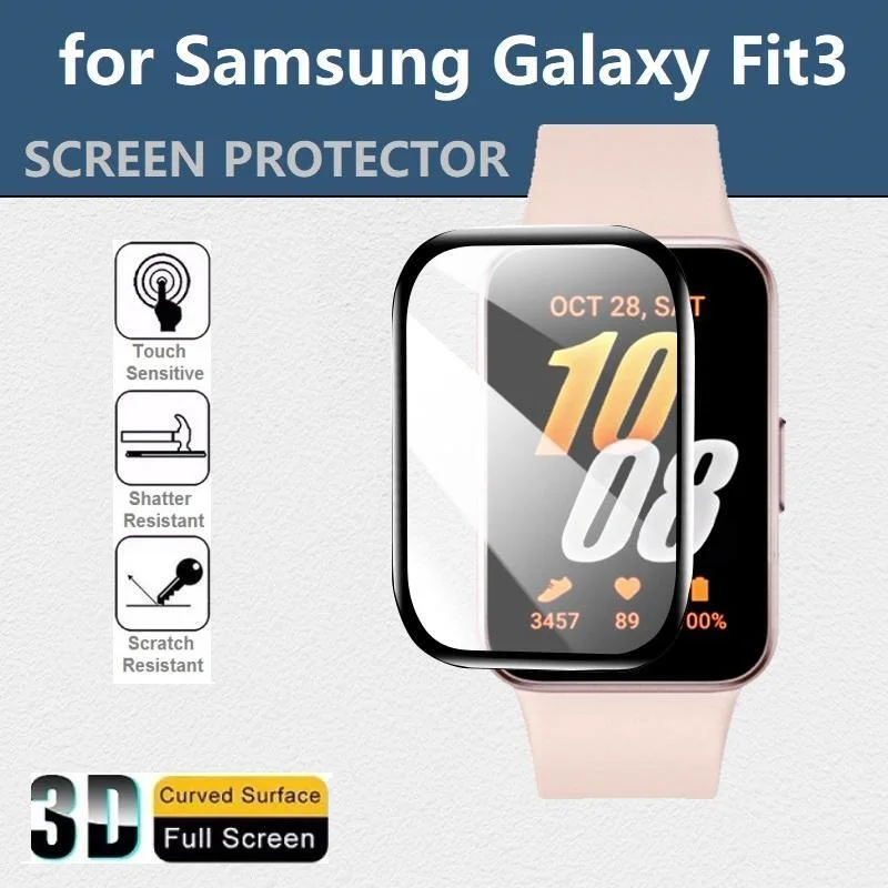 3PCS 3D Curved Edge Screen Protector for Samsung Galaxy Fit3 Smart Watch Full Cover HD Clear Soft Protective Film