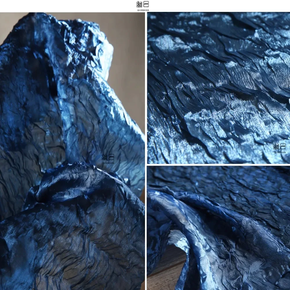 

Плиссированная светоотражающая ткань Лето на метр для платьев Рубашка Брюки Одежда Diy Шитье Мягкая тонкая дизайнерская ткань Синий Черный Красный