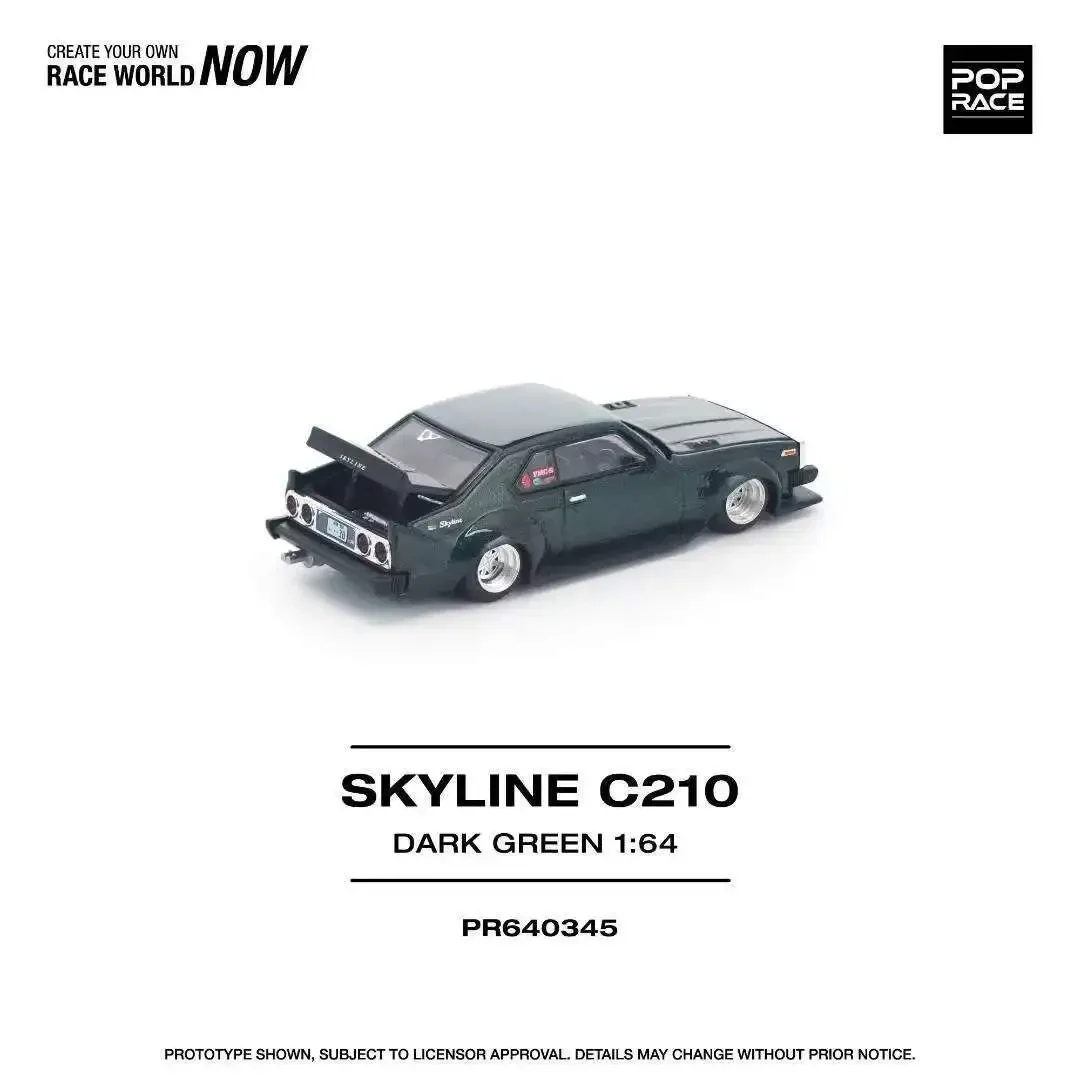 PreSale POP RACE 1:64 Skyline MK5 C210 Dark Green Openable Hood Diecast Car Model Collection Toys