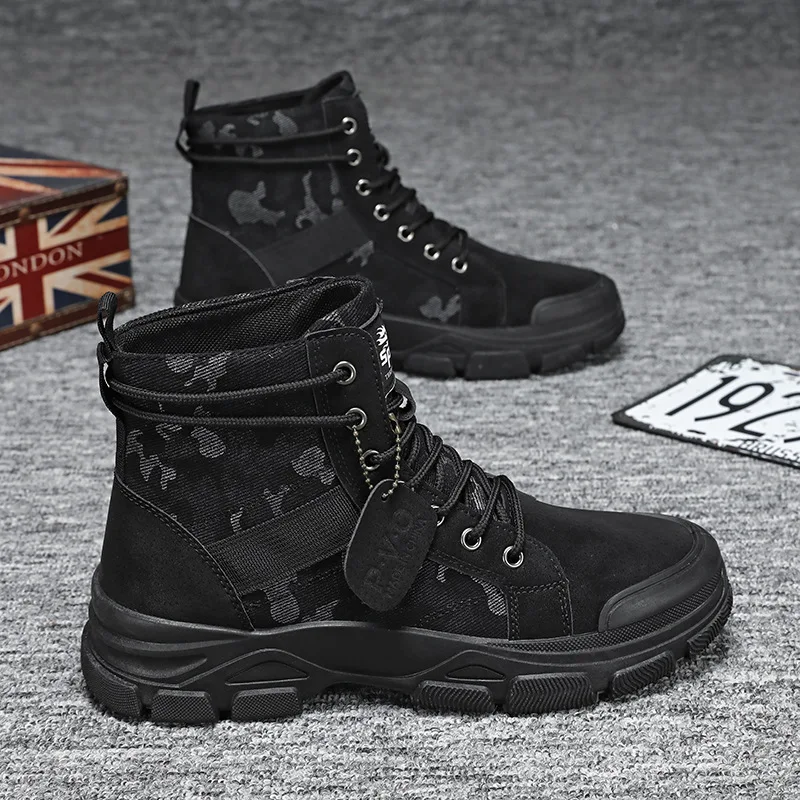 Mens Autumn Camouflage High Top Boots Outdoor Work Boot Luxury Brands Casual Sneakers British Style Thick Sole Shoes Desert Boot image 4
