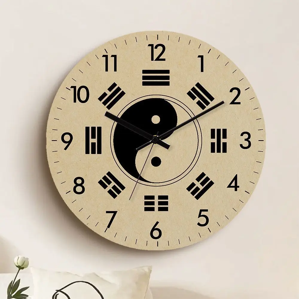 Gossip Mute Quartz Clock Retro Compass Tai Chi Wall Clock Study Sitting Living Room Decorative Clocks Watch