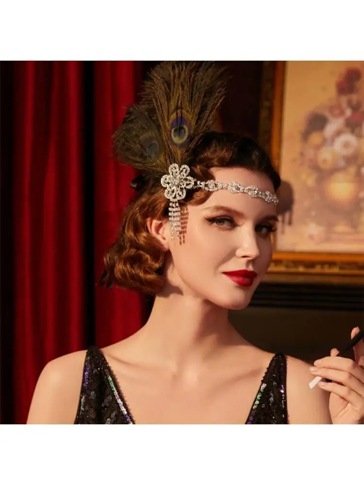 

A52E Идеально подходит для элегантных тематических вечеринок в стиле 1920-х годов. Украшение из перьев со стразами. Декоры в