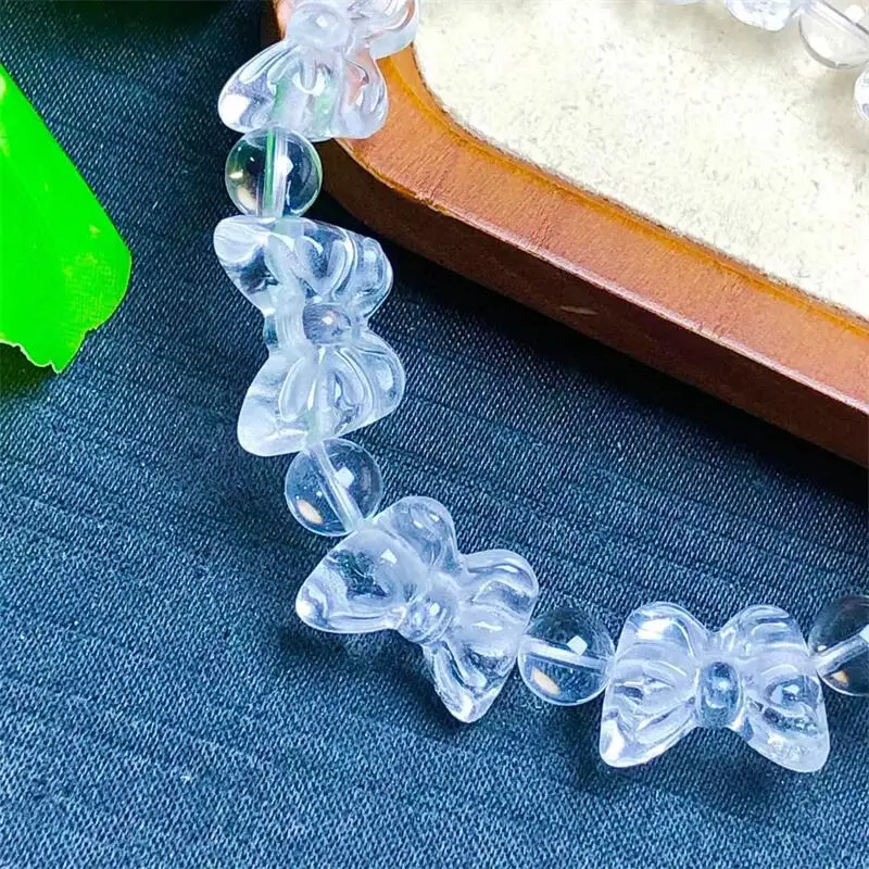 

Natural Clear Quartz Butterfly Bracelet Women Healing Gemstone Crystal Strand Bangles Lovers Girlfriend Jewelry Gift 1PC 12x16mm