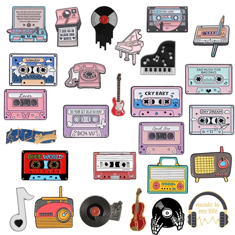 Musik CD Karte Band Emaille Pin Musikinstrument Notizen Punk Rucksack für Abzeichen Freunde Schmuck individuelle Accessoires Revers Geschenke