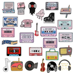 Music CD Card Tape Enamel Pin Musical Instrument Notes Punk Backpack for Badge Friends Jewelry Custom Accessories Lapel Gifts