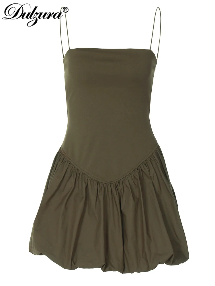 Dulzura Sexy Spaghetti pasek Mini sukienka bez rękawów Patchwork bufki suknia wieczorowa dla kobiet odzież miejska, klubowa, na imprezę ubrania Y2K