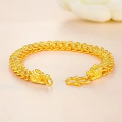 Pure Gold 18 KT Color Bracelets Jewelry for Men Bro Never Fade Gold Jewllery Birthday Wedding 18 K Gold Plated Bangles Bracelets