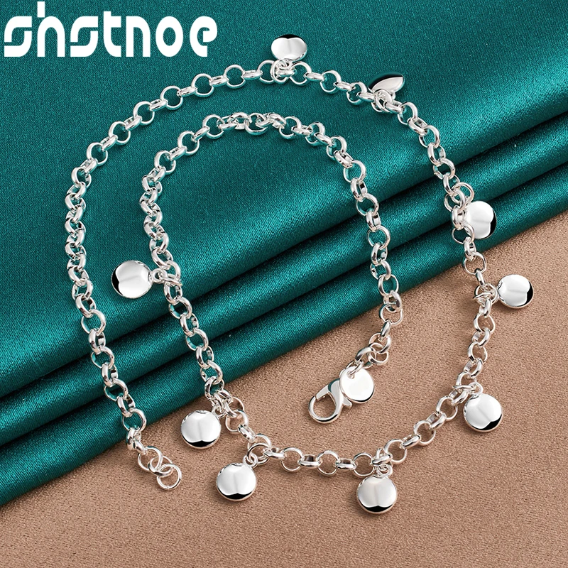 SHSTONE 925 Sterling Silver okrągły łańcuszek z fasolą naszyjnik dla kobiet wysokiej jakości biżuteria ślubna zaręczynowa — zdjęcie 7