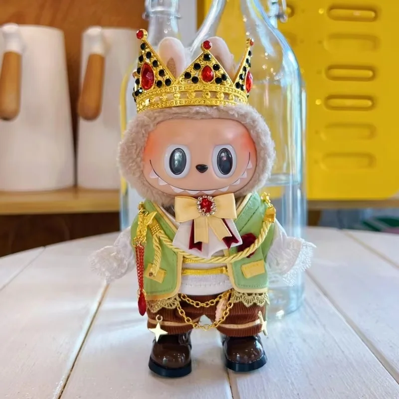 

Hot Sale Only Clothes 17cm V1v2 Labubu Pendant With Keychain The Crown Prince Suit Children'S Clothing Interchangeable Cute Gift