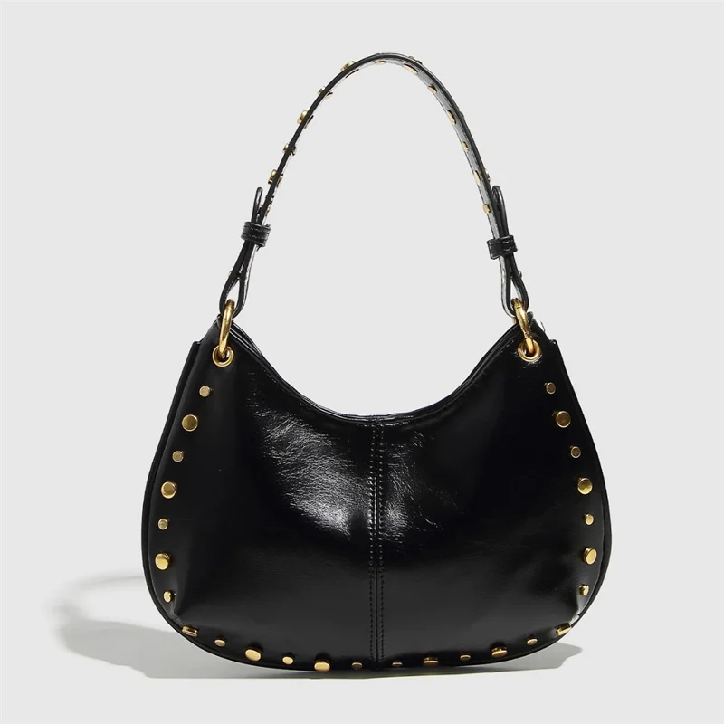 فاسق نمط برشام تصميم جلد ناعم تحت الإبط حقائب النساء بلون حقيبة كتف عادية سعة كبيرة حقائب يد للسيدات Bolsas