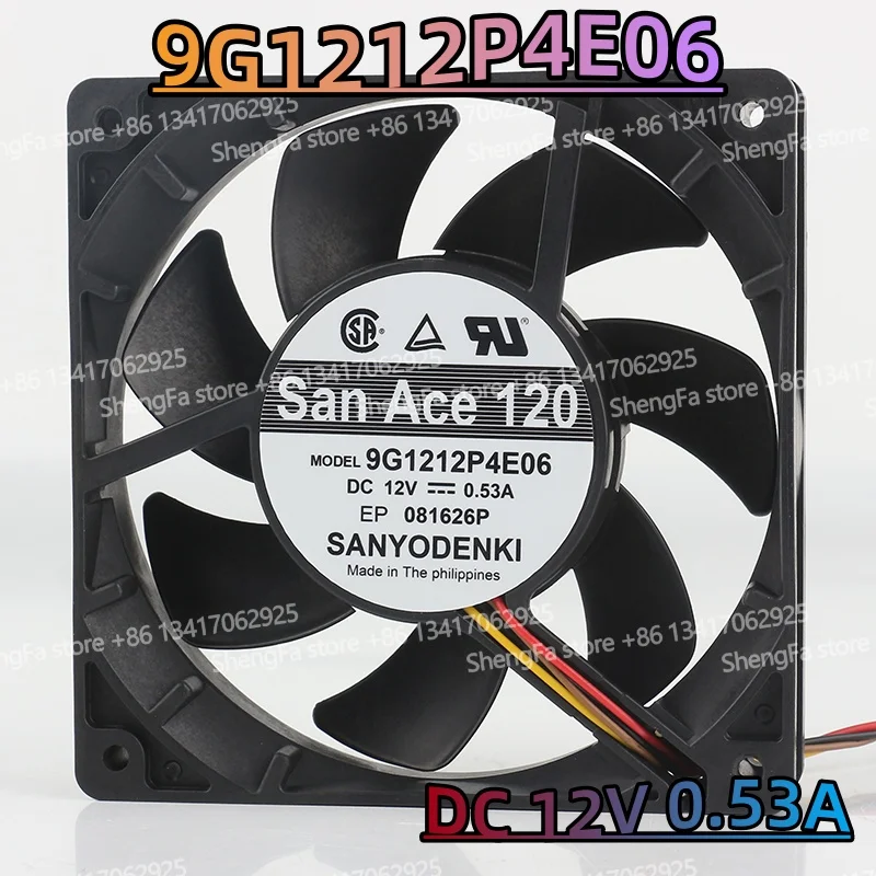 Cooling fan Sanyo 5V 24V 48V 12025 12CM 120X120X25MM AC EC four-wire high air volume projector inverter 9G1212P4E06 DC 12V 0.53A