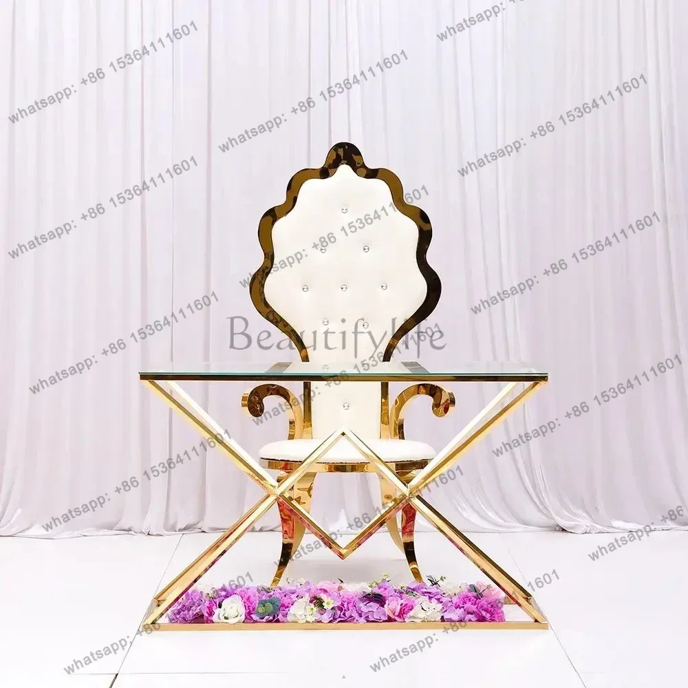 

z.Wedding Furniture Wedding Banquet Throne King Chair Hotel Wedding Fashion Design Stainless Steel