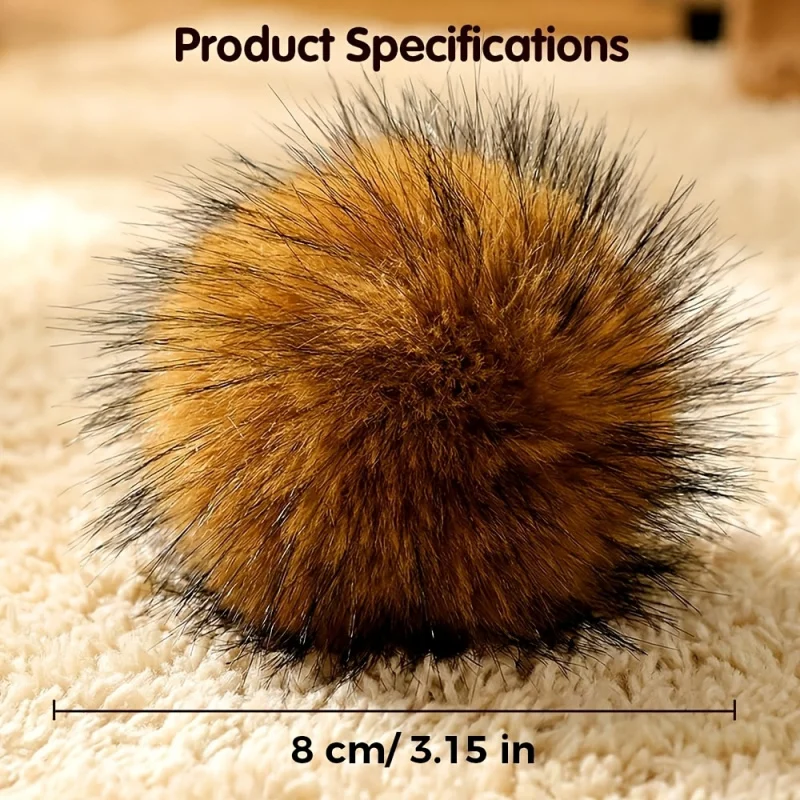4pc Faux Rabbit Fur Cat Toy Ball, Soft Plush Cat Toy, Indoor Cat Chasing Interactive Teaser Ball, Fun Play to Promote Exercise