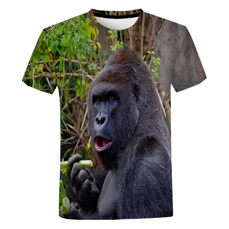 Summer Male And Female Animal Orangutan Pattern 3d Printed O Collar Short Sleeve T-Shirt Funny And Interesting Plus Size Top