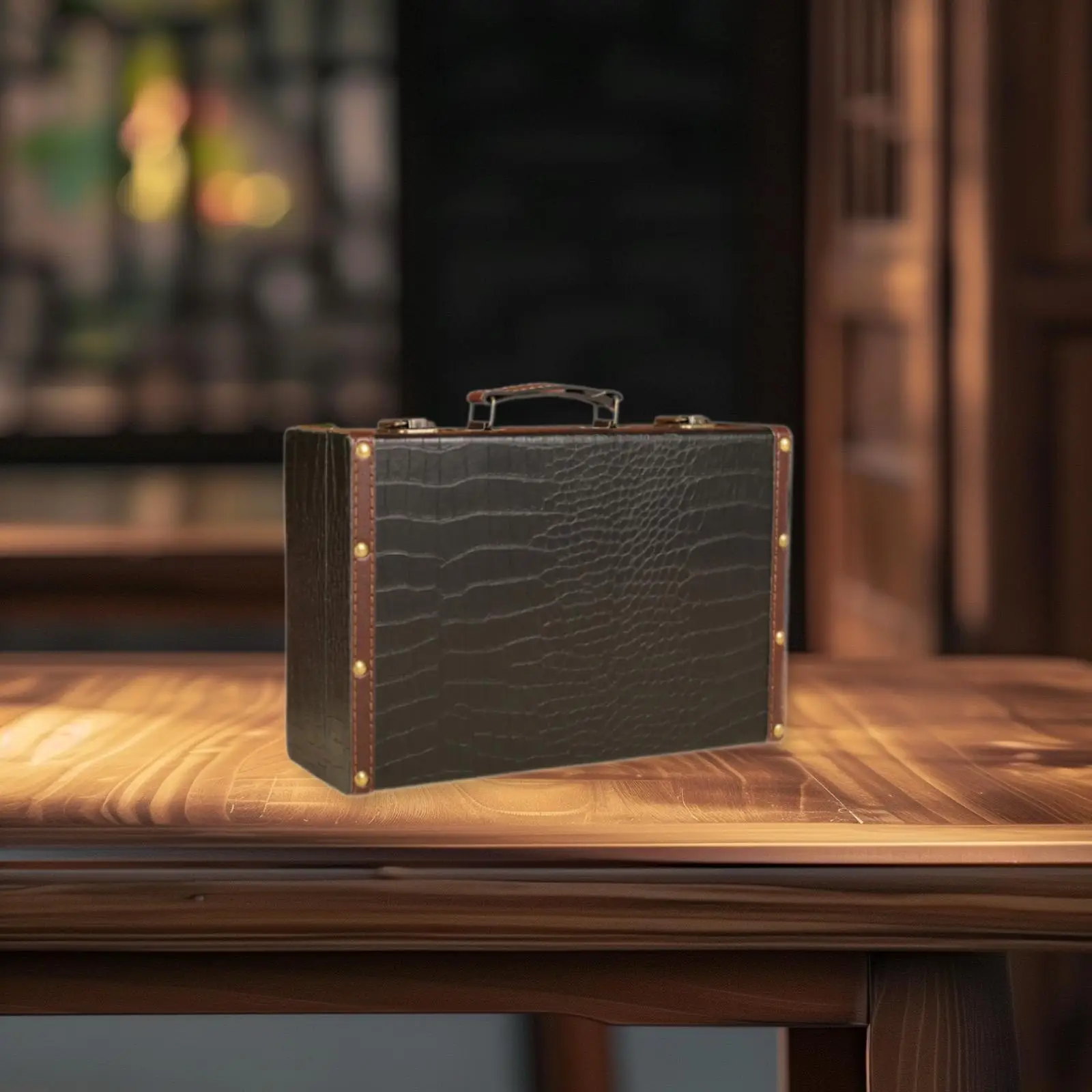 Vintage Style Jewelry Box Organizer Wooden Suitcase Storage Container for Necklace Earrings Cosmetics Home Decorative