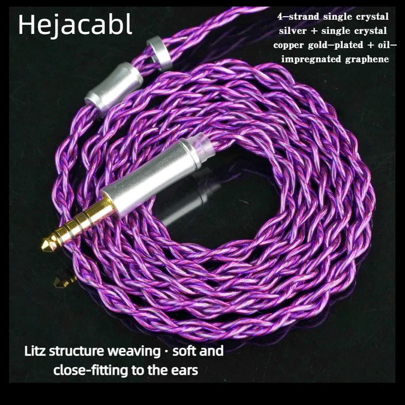 

4-Core Litz HiFi IEM Upgrade Cable Silver+Single Crystal & Copper Gold Plated Oil Graphene Hybrid, 2Pin/MMCX Soft Close-fitting