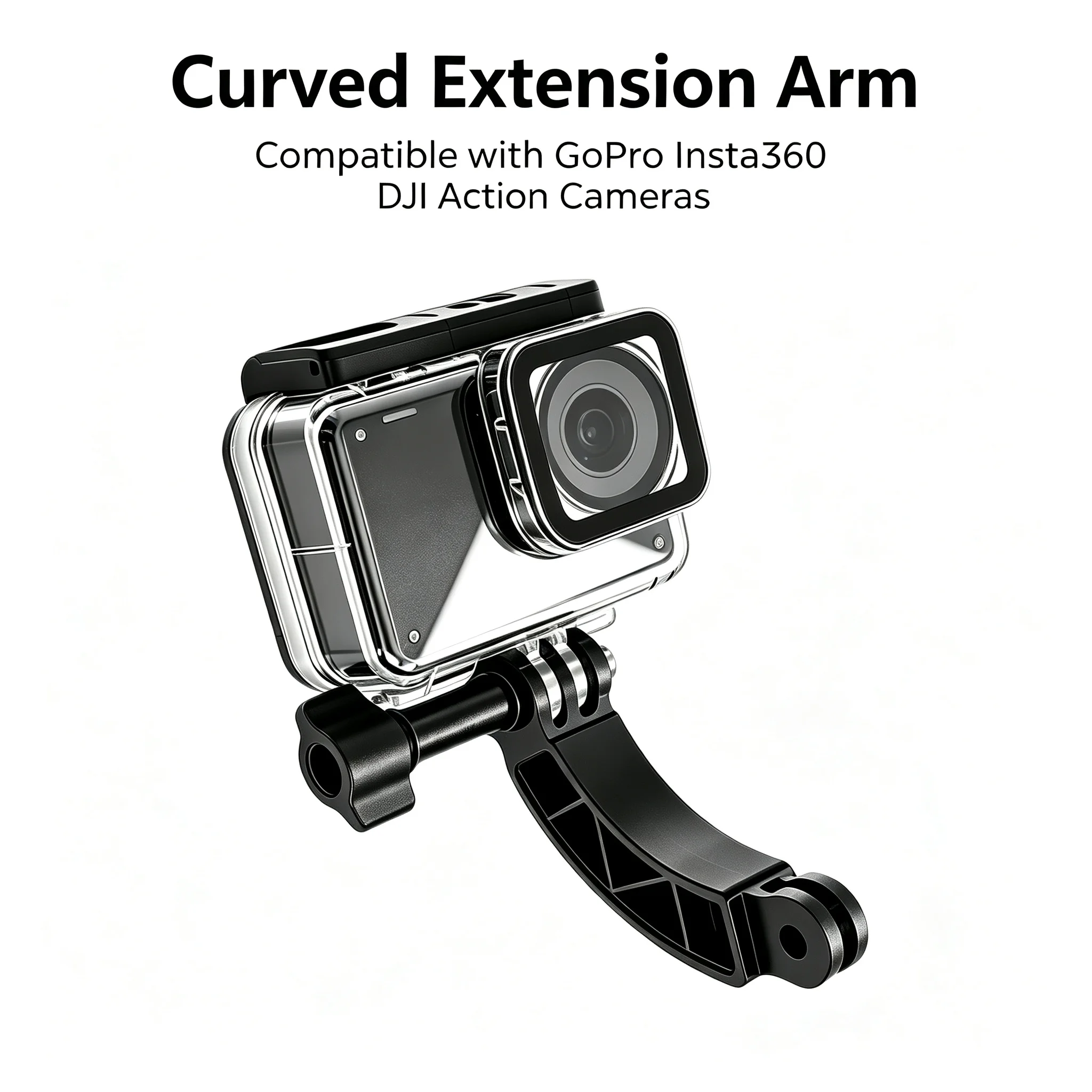 Gebogener Verlängerungsarm-Halterungsadapter für GoPro Hero 13 12 11 10 9 8 Insta360 DJI OSMO Action-Kamera Helm-Aufnahme Vlog-Zubehör