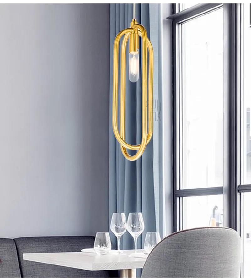 SGROW Modern Hotel Hall Dinning Room Pendant Light Gold Stainless Steel Ring Lamparas Salon Lustre for Bedroom Hanging Lamp