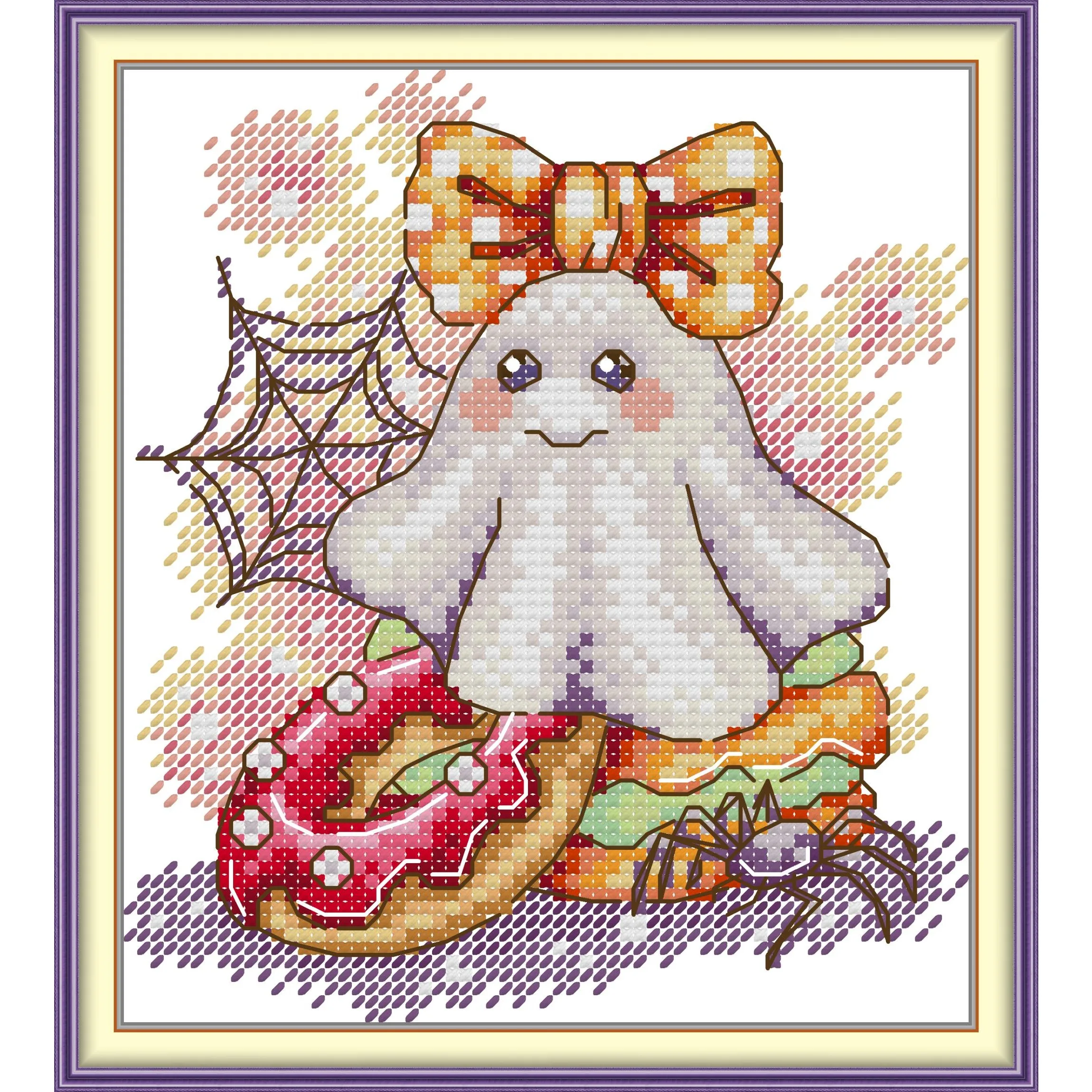 

Soulgift News Pre-Printed Cross Stitch Kit, Stamped Aida Fabric with DMC Threads, Embroidery kit - Halloween desserts 4