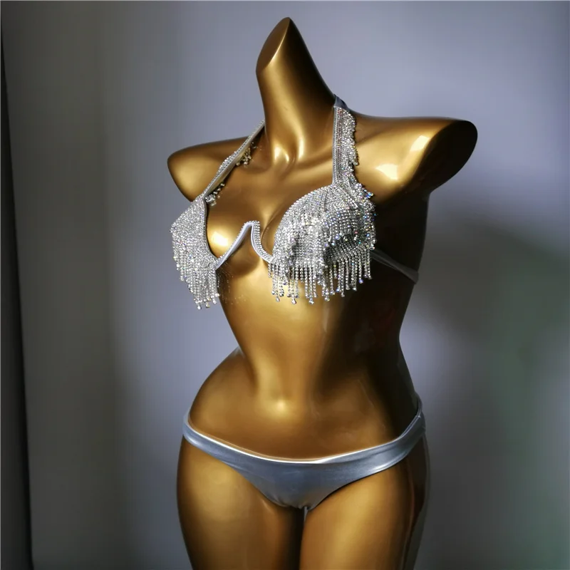 Imagem -04 - Venus Férias Novo Estilo Strass Biquíni Mulher Madura Banho Diamante Bling Maiô Beachwear Pedras Siamesas Biki 2023