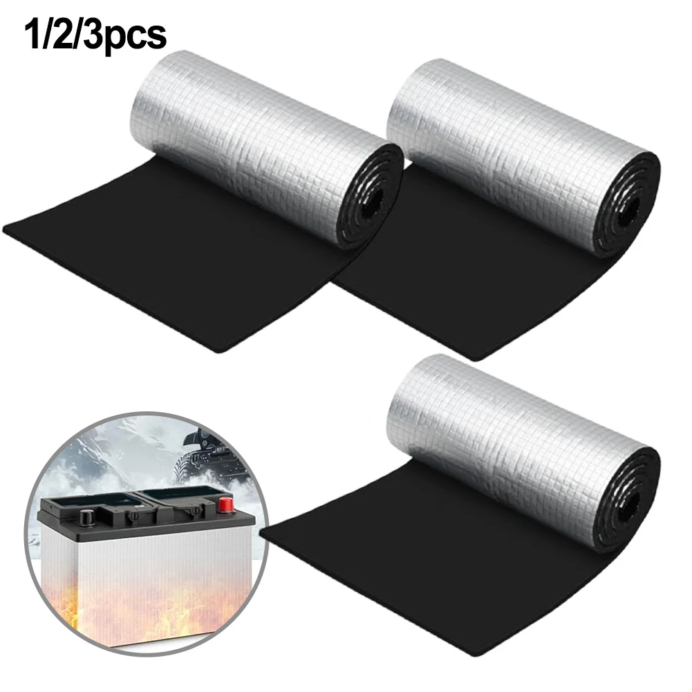 1-3pc Car Battery Blanket Battery Wrap 5mm Thick Battery Insulation Cover Fireproof Cold Weather Flexible Shield Insulation Wrap