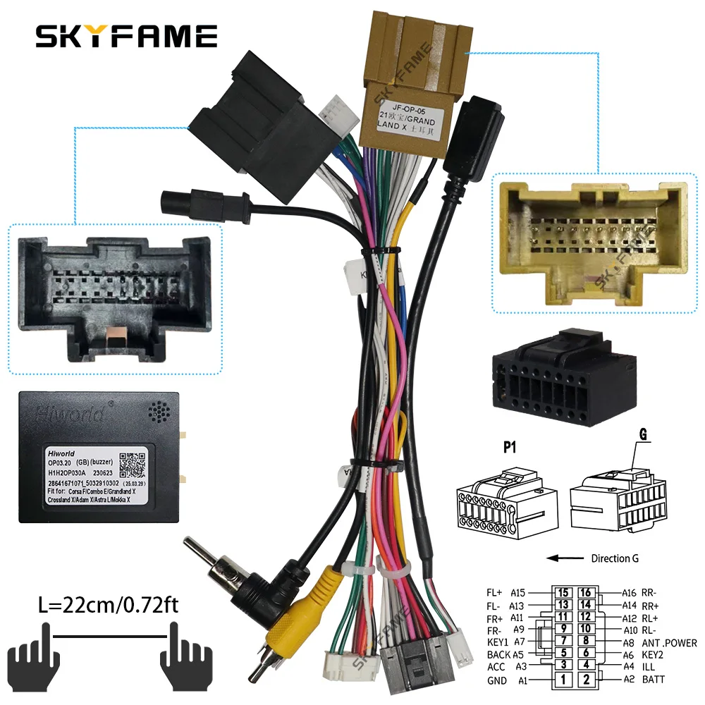 SKYFAME Car Wiring Harness Adapter Canbus Box Android Radio Power Cable For Opel GrandLand X Corsa Meriva Karl OP03.20 G-RZ-OP61 - view 3