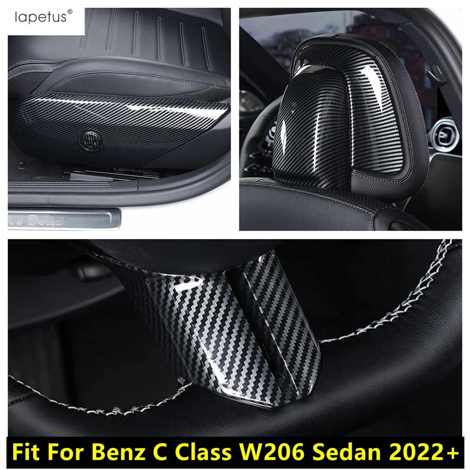 

Seat Adjust Panel / Pillow Button / Steering Wheel Cover Trim For Benz C Class W206 Sedan 2022 - 2024 Carbon Fiber Accessories