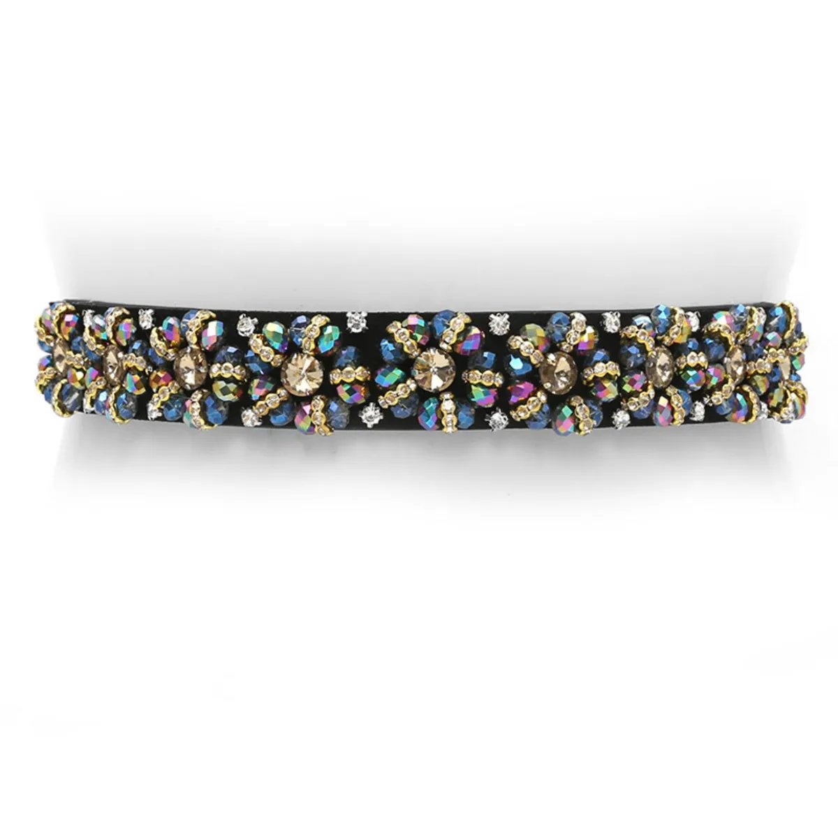 Colorful Rhinestone Slim Waist Belt - Luxury Stretch Cincher for Evening Dresses, Delicate Party Belt
