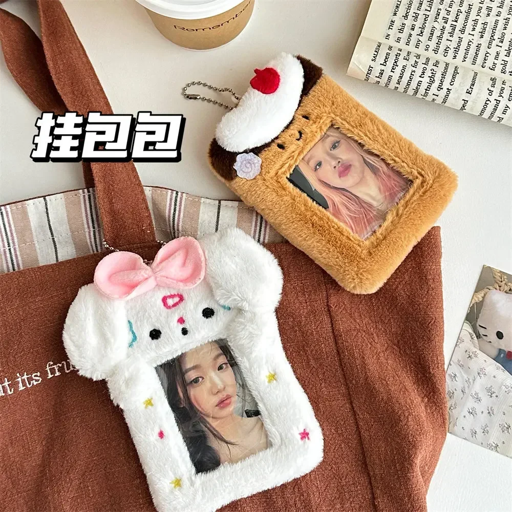 Simpatico cartone animato peluche porta carte di credito Ins Kpop Idol porta foto porta carte di credito studente Bus manica borsa ciondolo decorazione