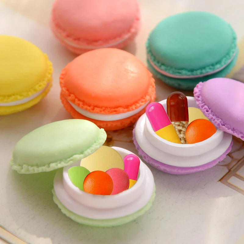 Cute Candy Color Macaron Mini Storage Box Jewelry Box Pill Case Christmas Birthday Gift pill container pill box for medicines