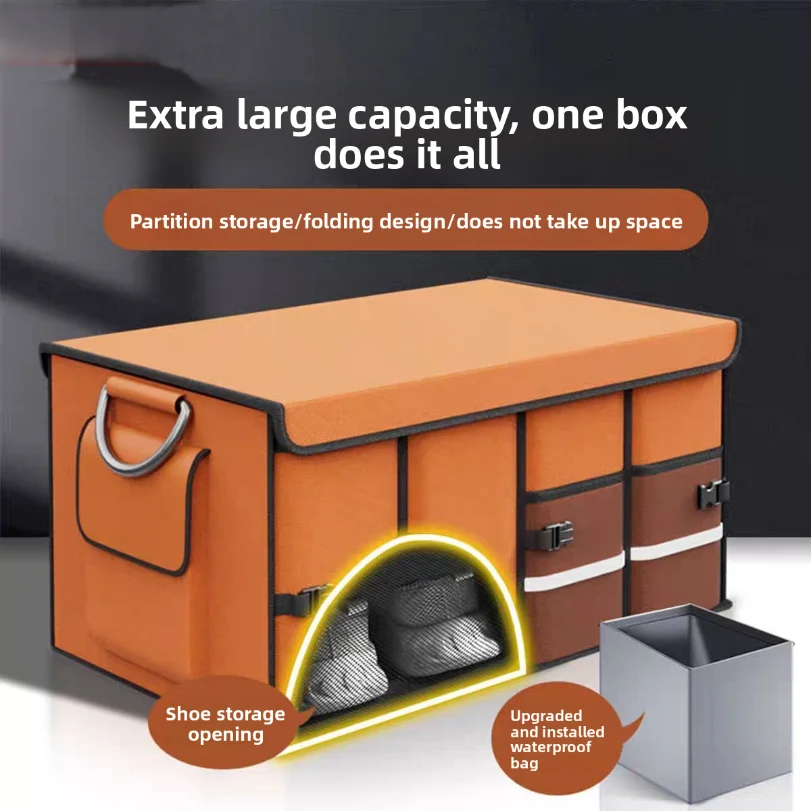 

Cross-border Car Storage Box, Foldable Trunk Organizer With Shoe Compartment, Multifunctional Model