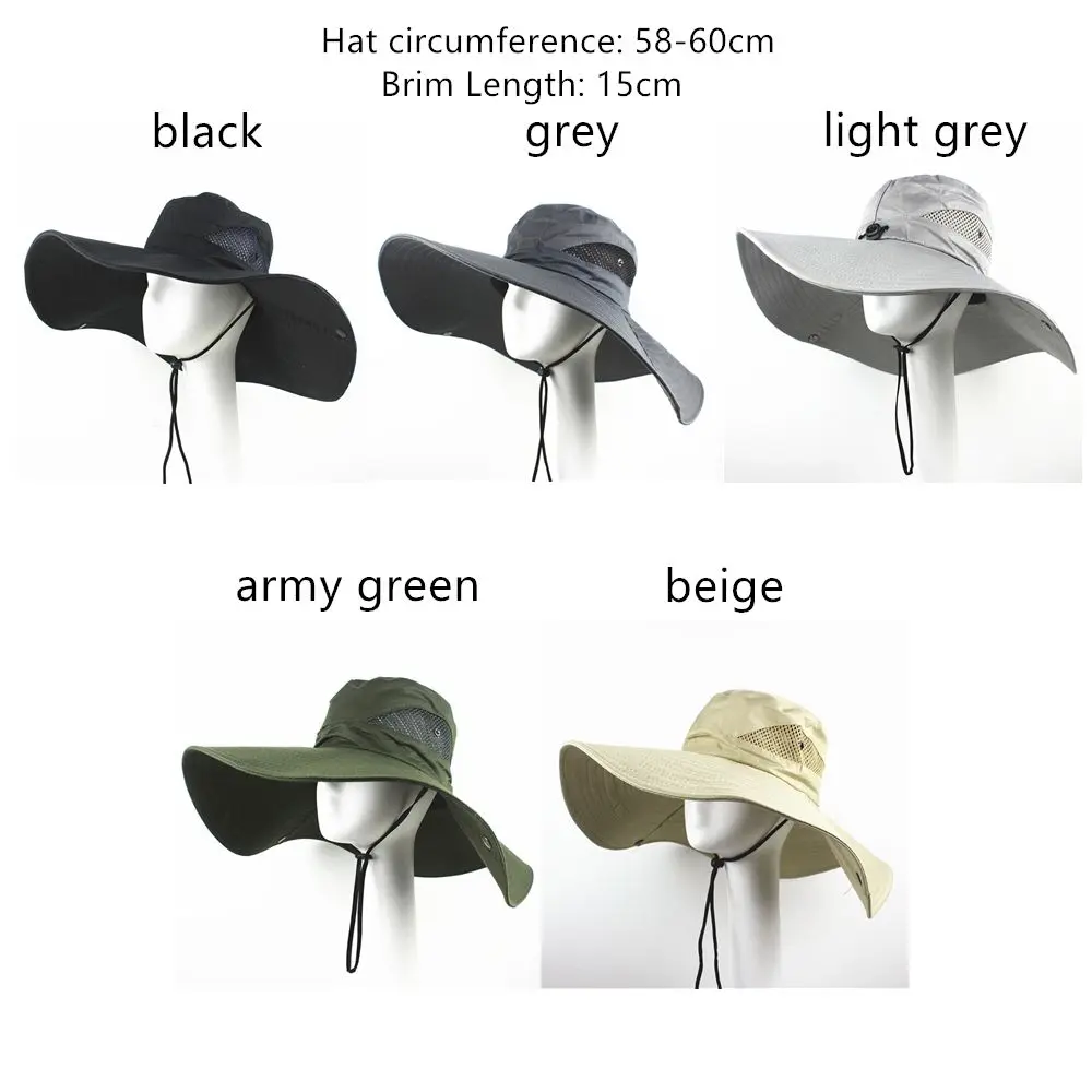 Men Women Wide Visor Brim Hat Boonie Bucket Cap Summer Fishing UV Sun Protection