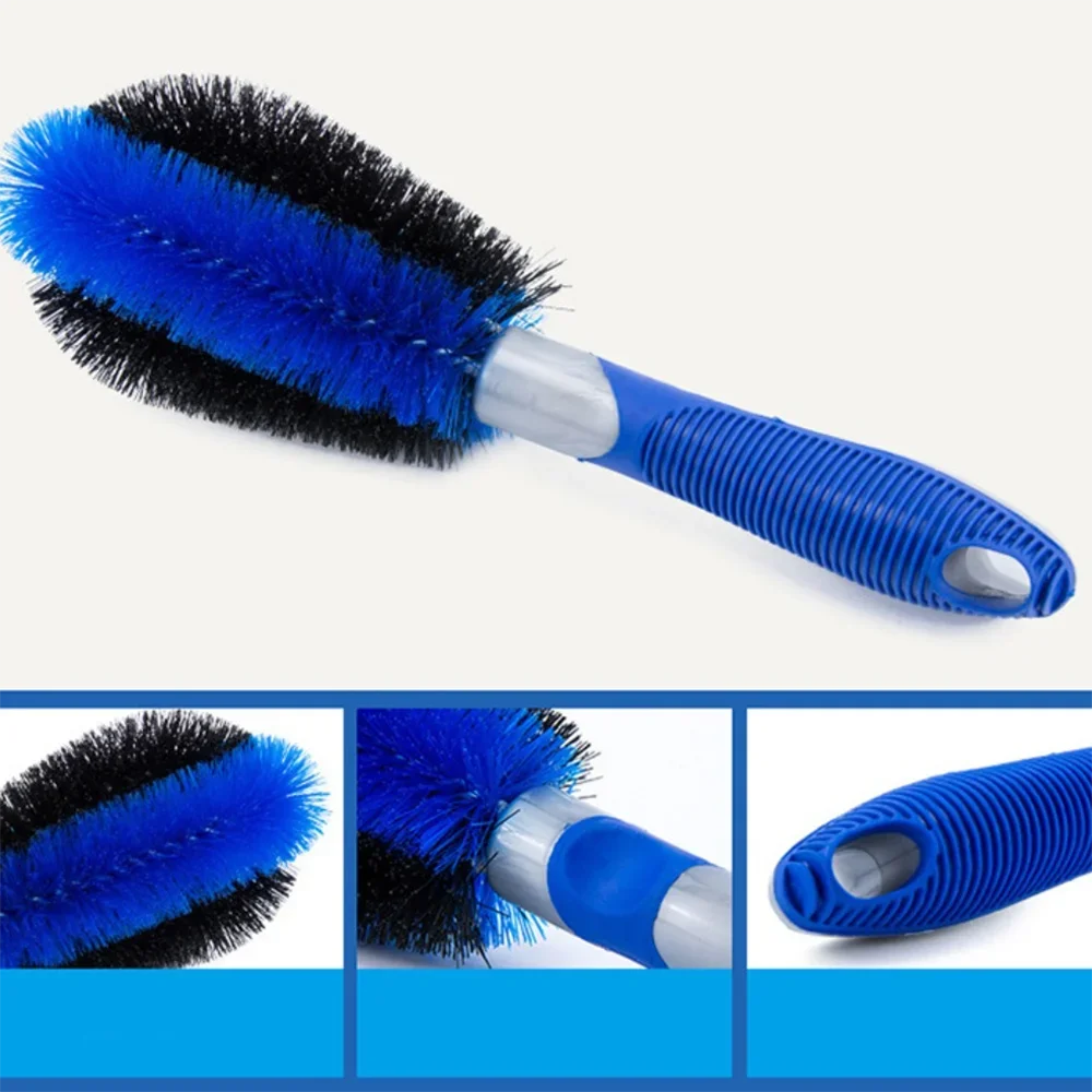 1/3PCS Car Wash Tool Wheel Hub Brush Combination Household Blue Tire Brush Car Beauty Maintenance and Cleaning Steel Ring Brush