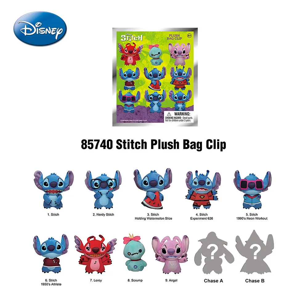 1 szt. Oficjalnie Licencjonowany Disney Stitch Angel Pluszowy Brelok w Torebeczce Niespodziance, Uroczy Kreskówkowy Breloczek, Prezent na Boże Narodzenie, Nowy Rok i Święta