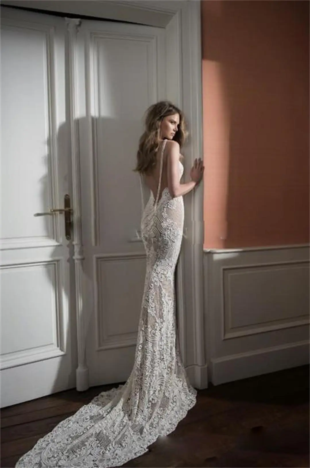 Элегантное белое кружевное свадебное платье русалки с открытой спиной, свадебные платья с вырезом сердечком, большие размеры, платья невесты с скользящим шлейфом