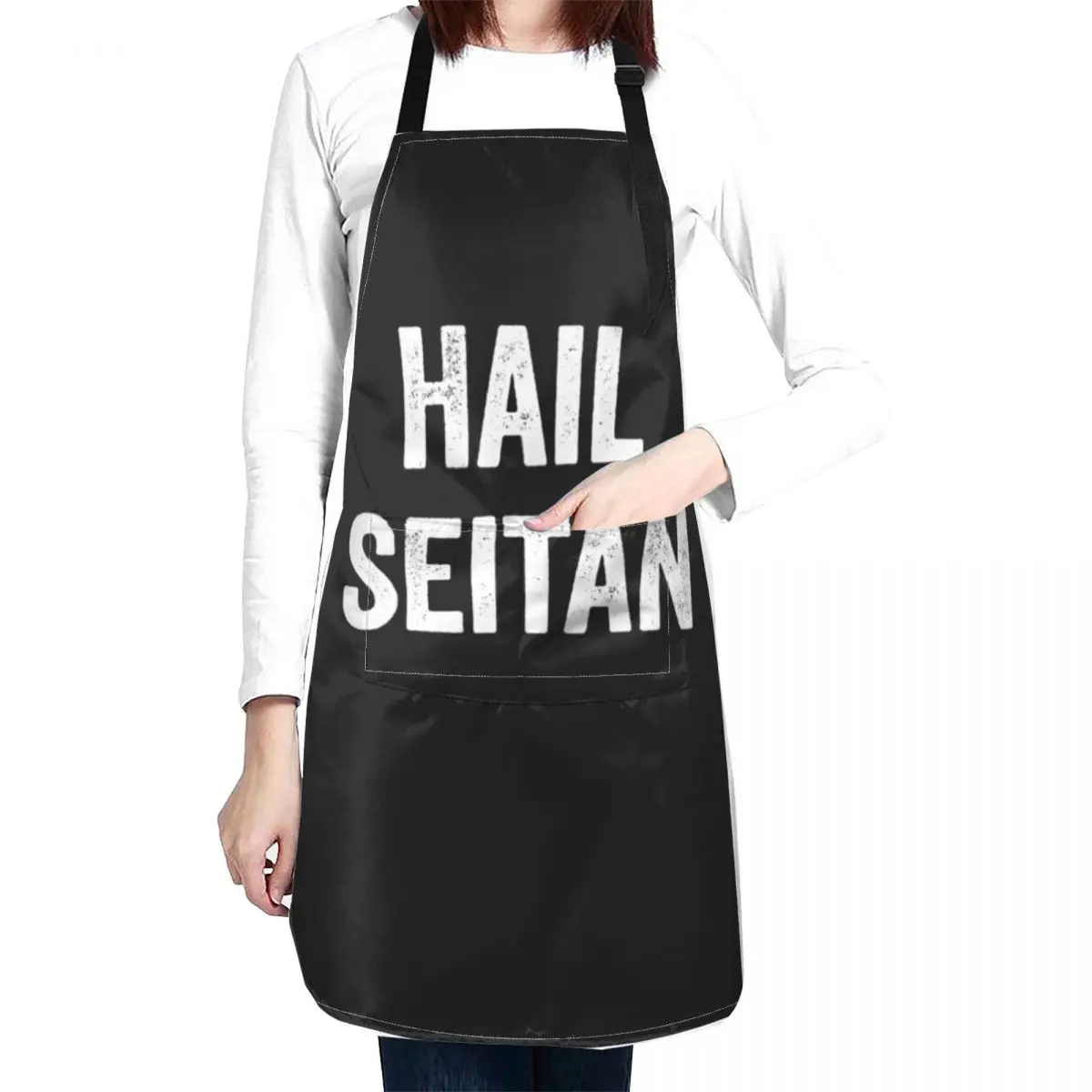 Hail Seitan Vegan Message Apron Sexy Men kitchen Women Kitchen Apron