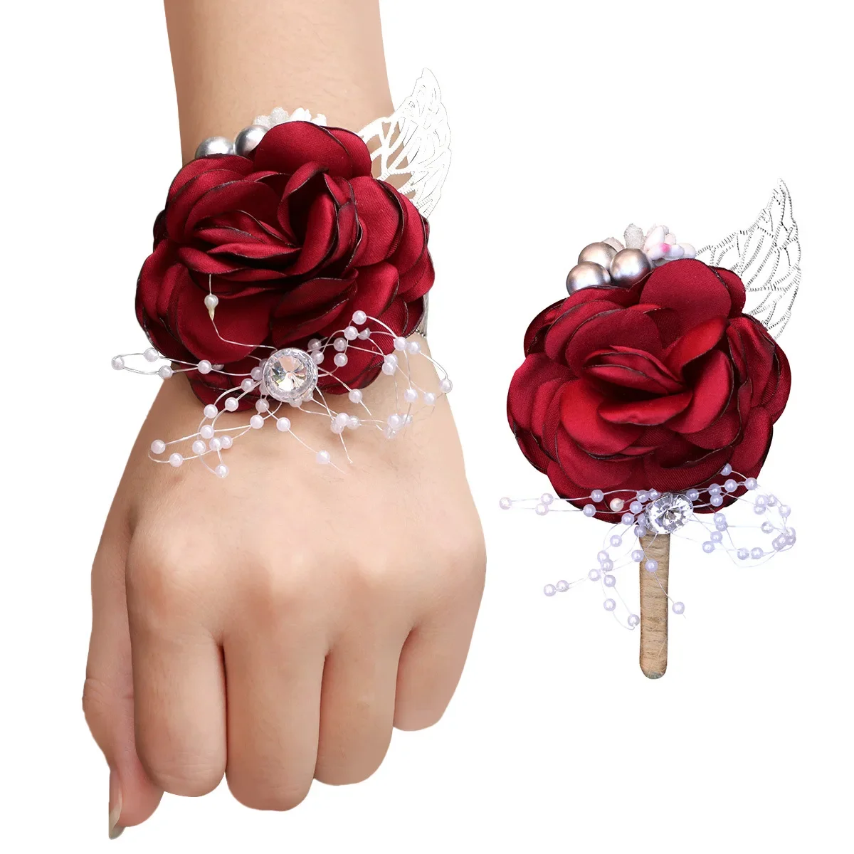 Wedding Supplies Wedding Elegant Korean Bride and Groom Simulation Flower Bridesmaid Corsage Wrist Flower Set Groom Wedding