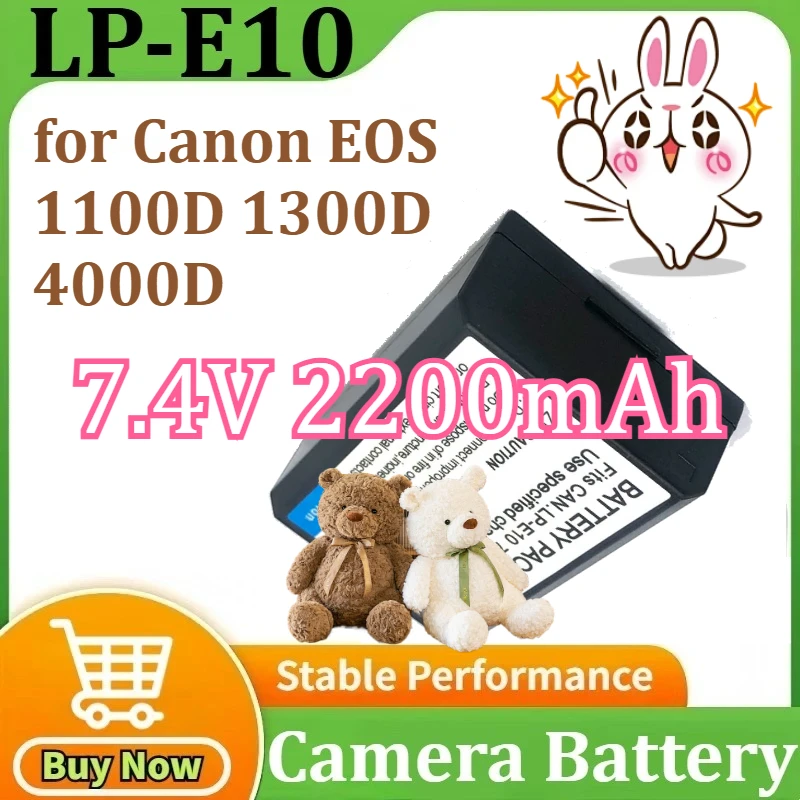 

LP-E10 Battery LPE10 LP E10 Rechargeable Batteries for Canon EOS 1100D 1300D 4000D Camera Batteries 7.4V 2200mAh