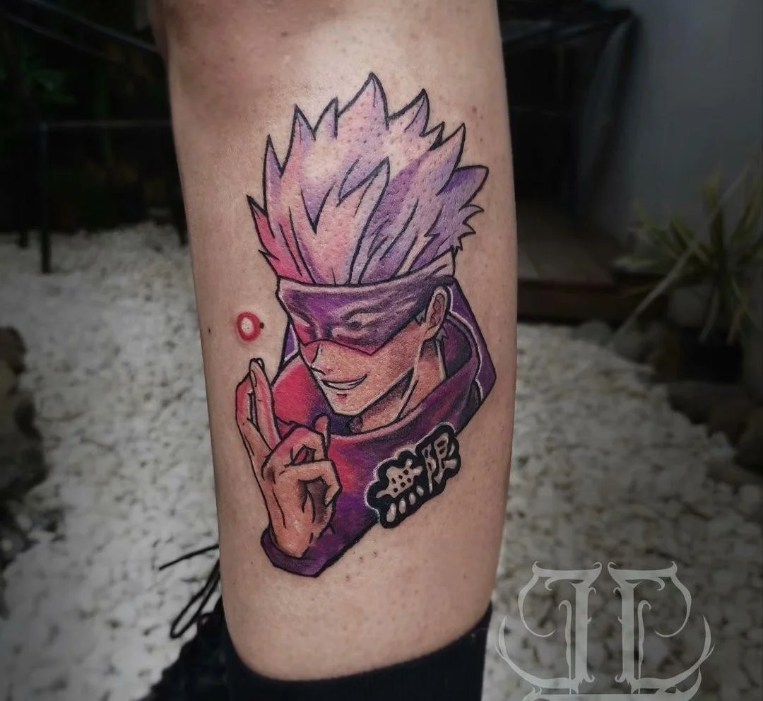 

Anime Temporary Tattoos Cartoon Battle Gojo Satoru Jujutsu Kaisen Waterproof Fake Tatto Arm Leg Neck Cartoon Tatoo Body Sticker