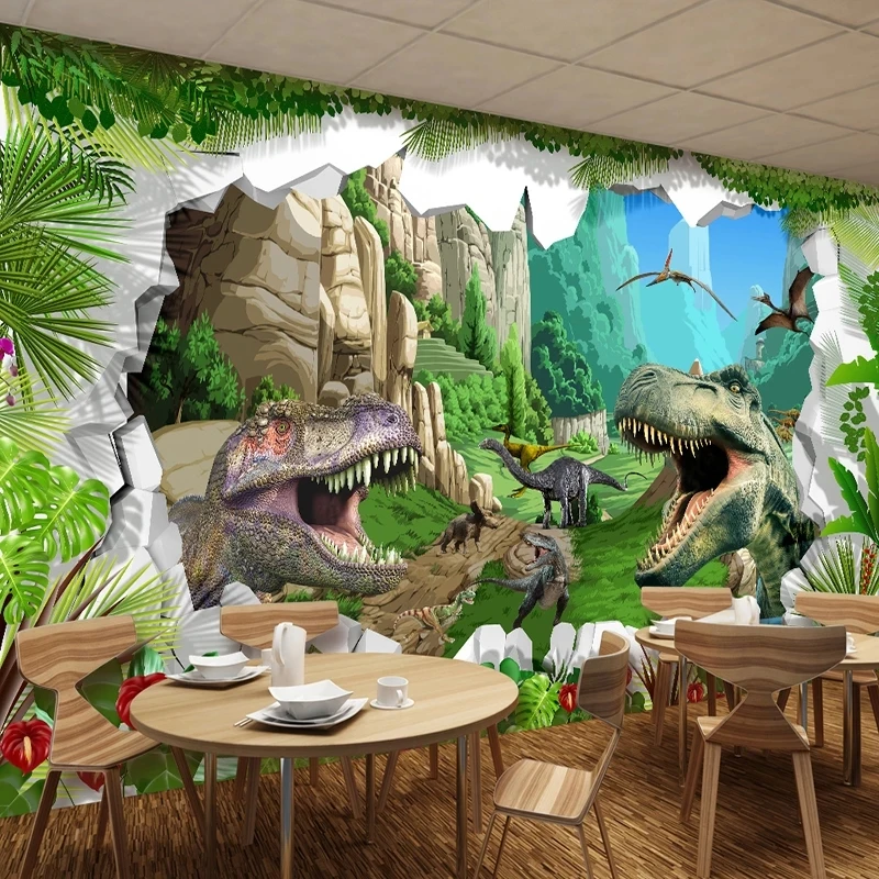 Custom Mural 3D Cartoon Dinosaur Children's Room Bedroom Photo Self Adhesive Wallpaper Living room sofa TV background restaurant