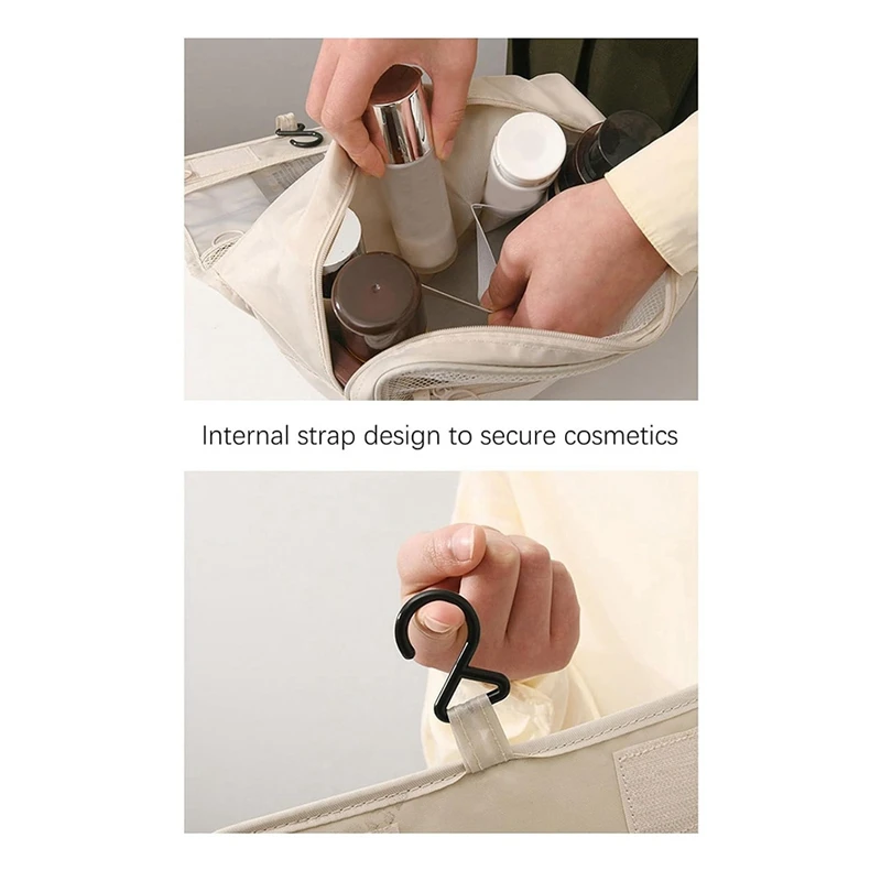 Trousse de toilette imperméable de grande capacité, trousse de toilette de voyage, trousse d'évaluation de maquillage, blanc crémeux durable