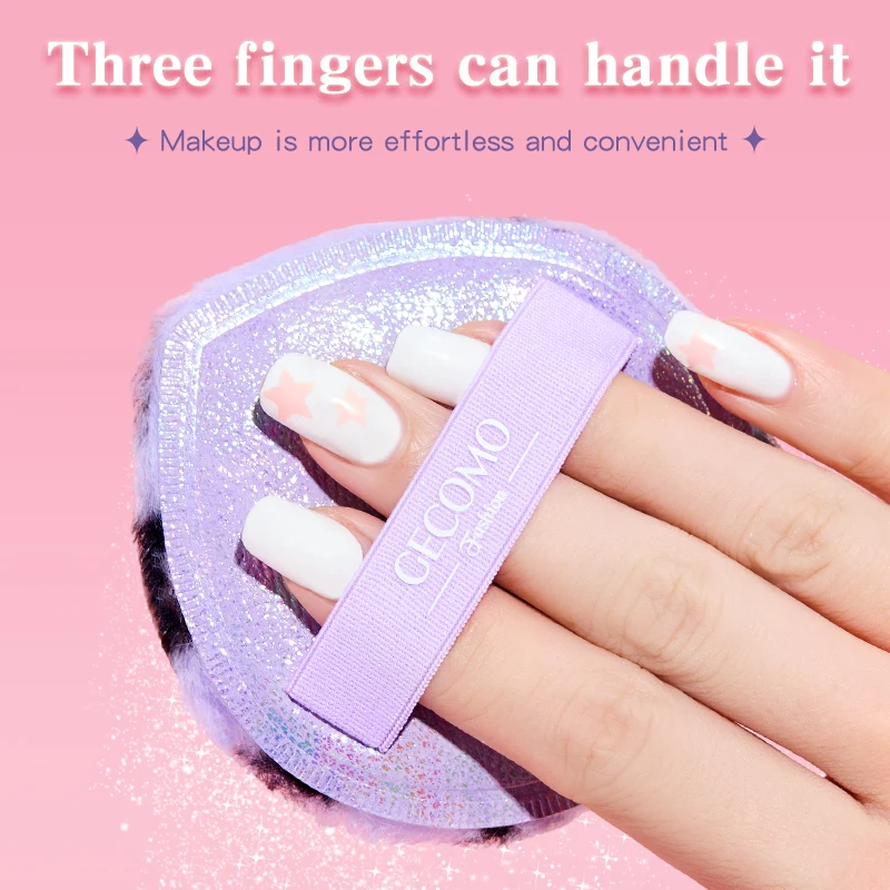 Esponja de polvo de felpa suave con brillo fino y brillante para iluminar el cuerpo, esponja de maquillaje para mejillas, fácil aplicación de maquillaje