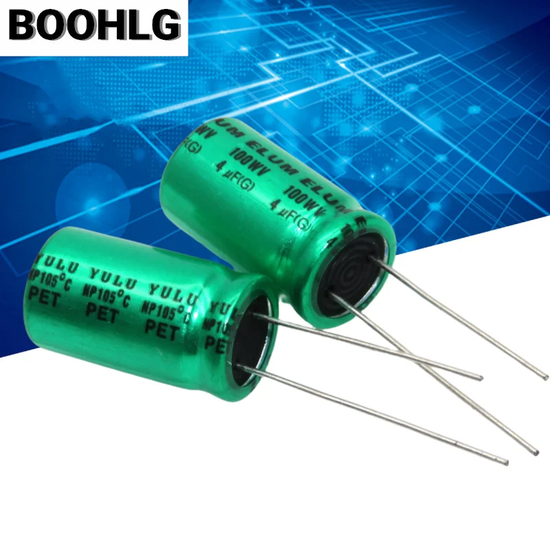 10PCS ELUM 4uf 100v treble crossover NP non-polar audio electrolytic capacitor 100v 4uf 13X20mm